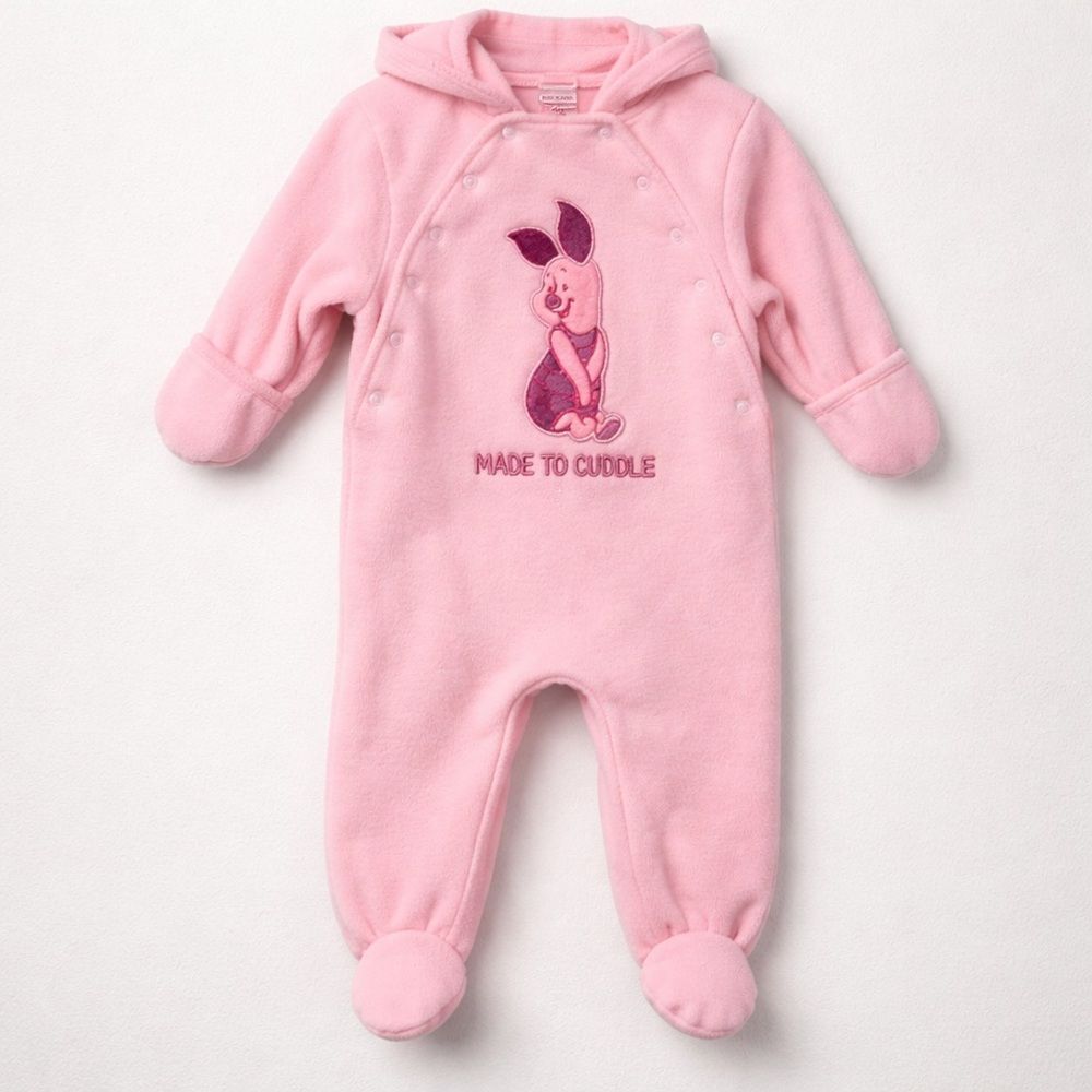 Disney Baby Pink Fleece one piece/snowsuit size 3-6 months EUC